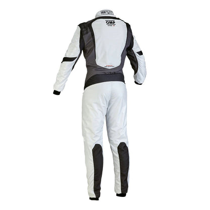 Back View of OMP ONE-S1 White Black Go Kart Racing Suit - GPX Wear