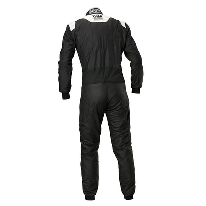 Back View of OMP Tecnica Go-Kart Racing Suit - Black - GPX Wear