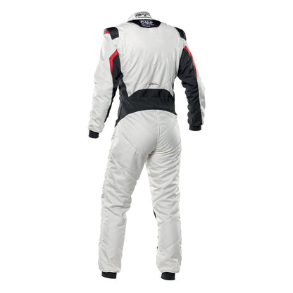 Back View of OMP White Black Red Tecnica Evo Racing Suit - GPX Wear