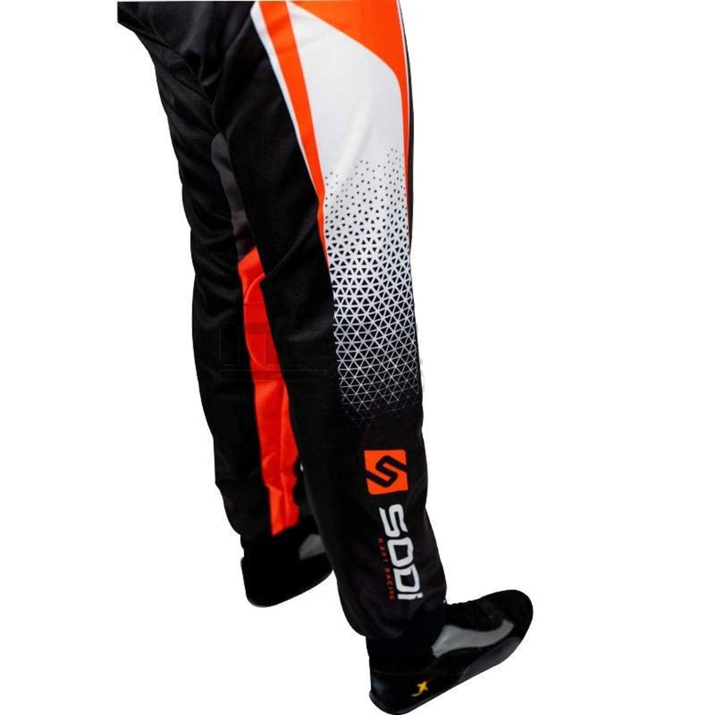 Close Up View of Sodi OMP Go-Kart Race Suit Leg - GPX Wear